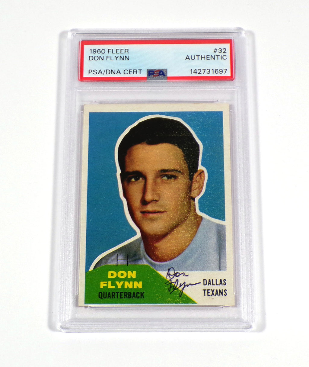 Don Flynn Signed 1960 Fleer Football Card Rookie #32 Texans PSA/DNA Auto