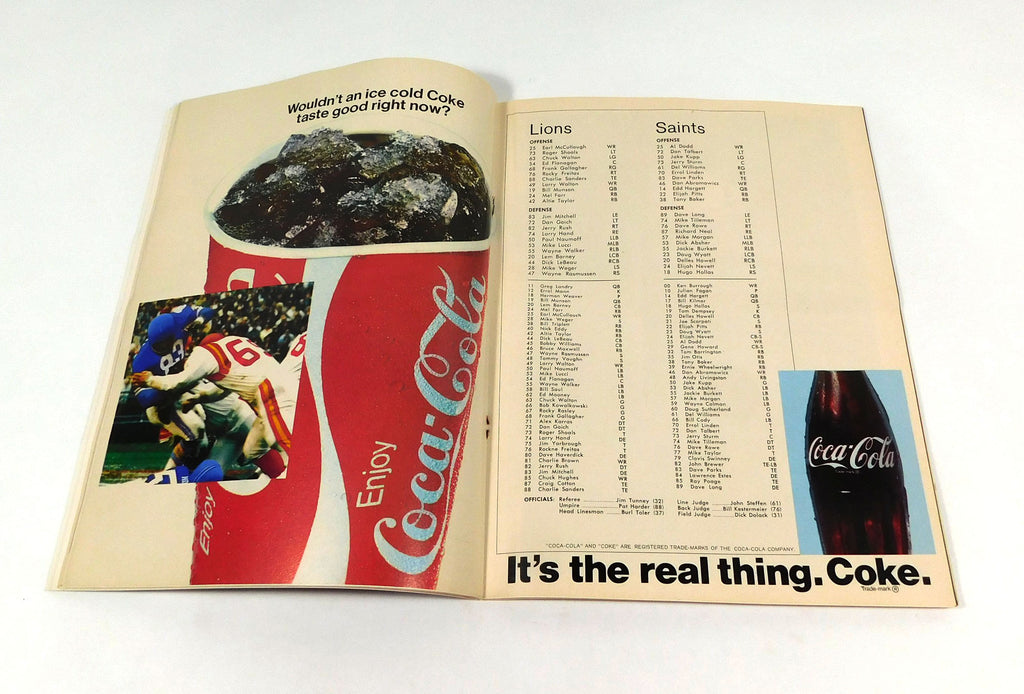 1970 Detroit Lions at New Orleans Saints NFL FB Program 11-8 Dempsey 63 Yard FG Pic2