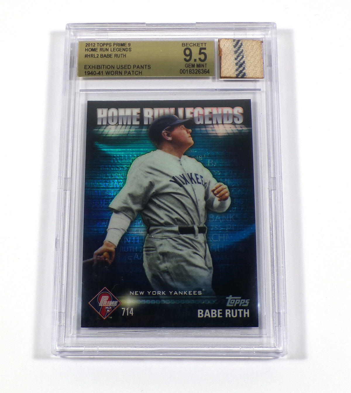 2012 Topps Prime 9 Babe Ruth #HRL2 HR Legends 1940-41 Worn Pants Yankees BGS 9.5