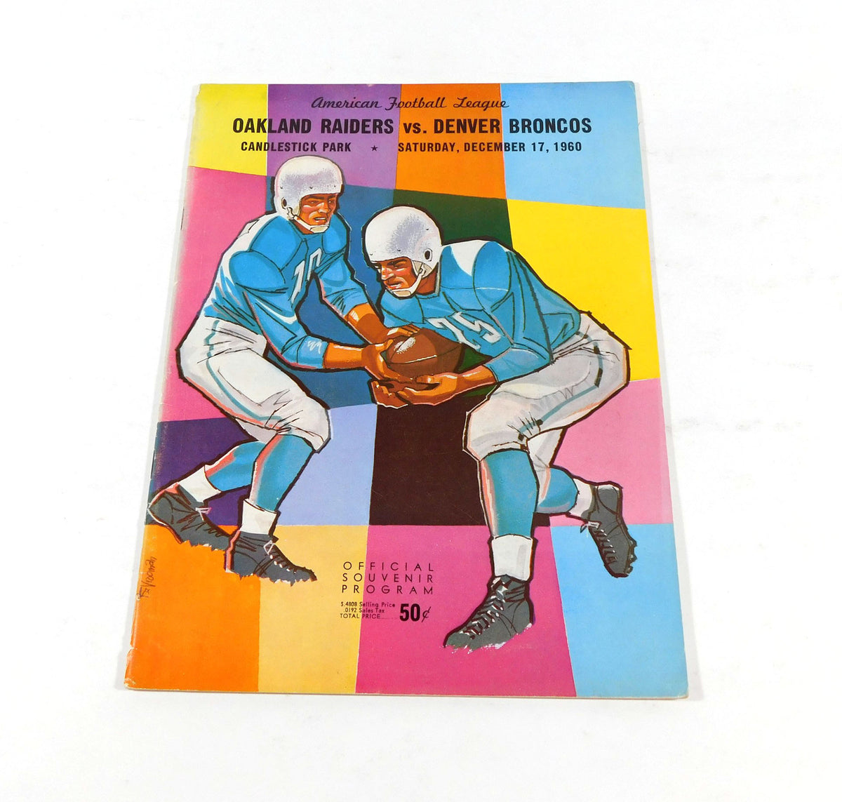 1960 Denver Broncos at Oakland Raiders AFL Football Program 12-17-60