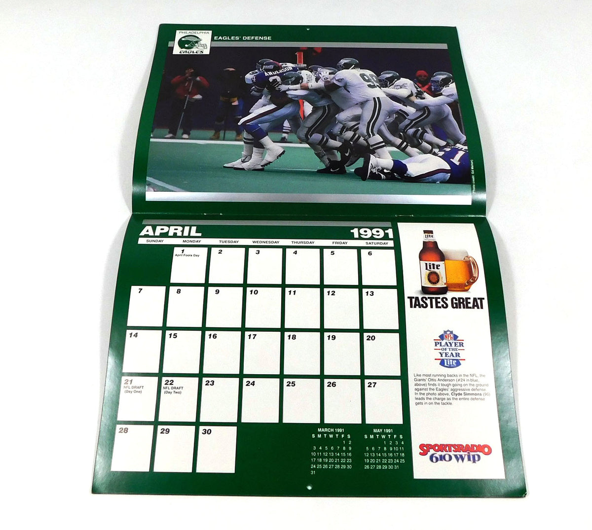 1990-91 Philadelphia Eagles NFL Football Team Calendar Pic2