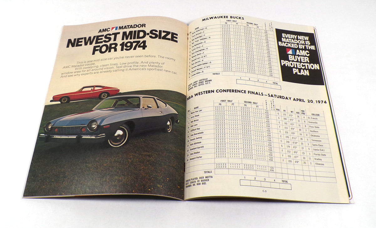 1973-74 Chicago Bulls at Milwaukee Bucks NBA Basketball Playoff Program 4-20-74 Pic2