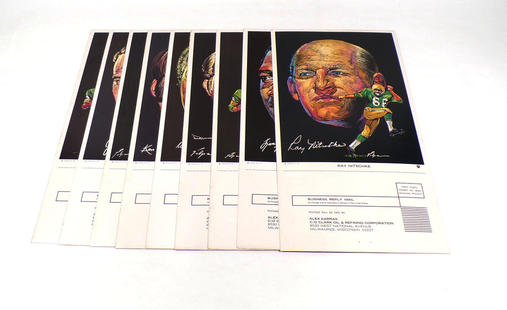 1970 Clark Oil Green Bay Packers Pro Star Football Portrait Card Set (9) Volpe