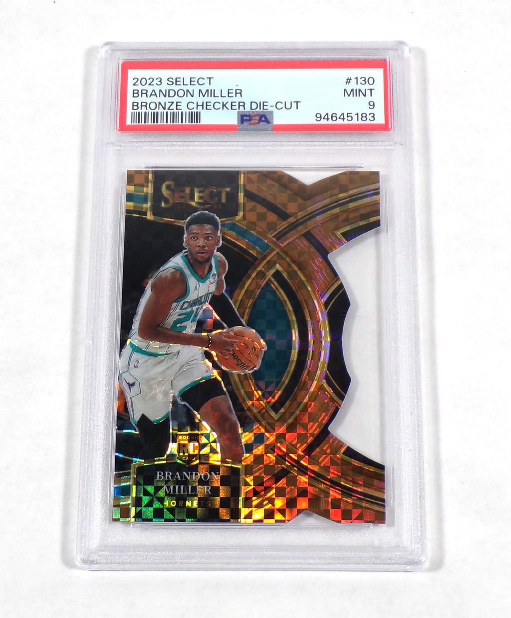 2023-24 Select Brandon Miller Rookie Bronze Checker Die-Cut Prizm #130 /49 PSA 9