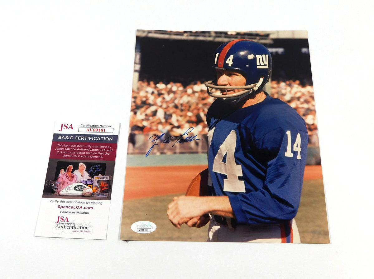 Y.A. Tittle Signed 8 x 10 Color Photo Giants JSA Auto AV69181