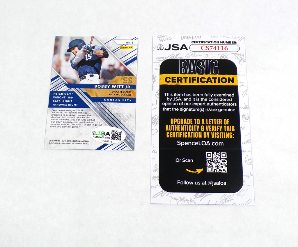Bobby Witt Jr. Signed 2019 Panini Elite Extra Edition Baseball Card #2 JSA Auto Pic2