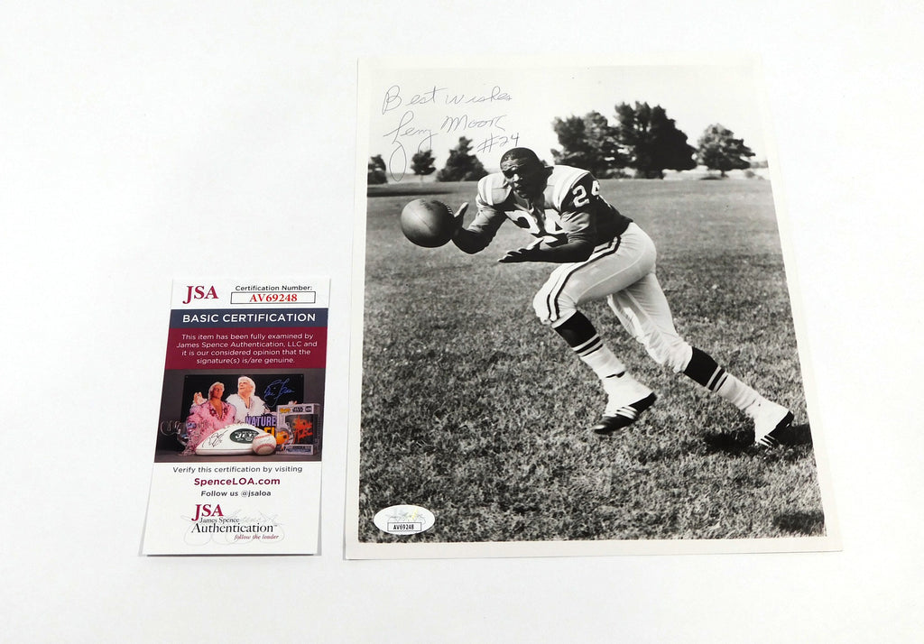 Lenny Moore Signed 8 x 10 B & W Photo Colts JSA Auto AV69248