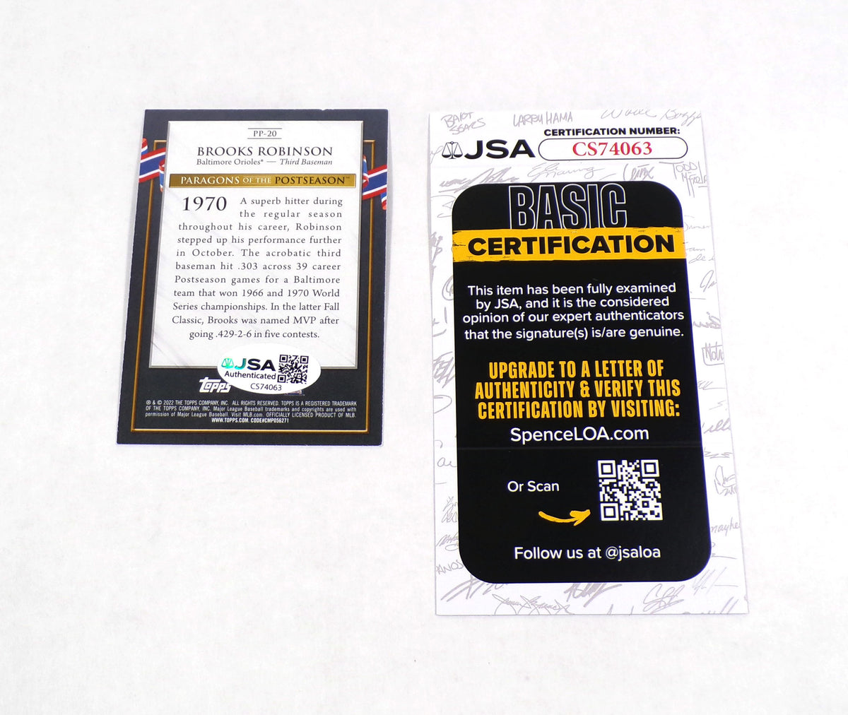 Brooks Robinson Signed 2022 Topps Update Baseball Card #PP20 Orioles JSA Auto Pic2