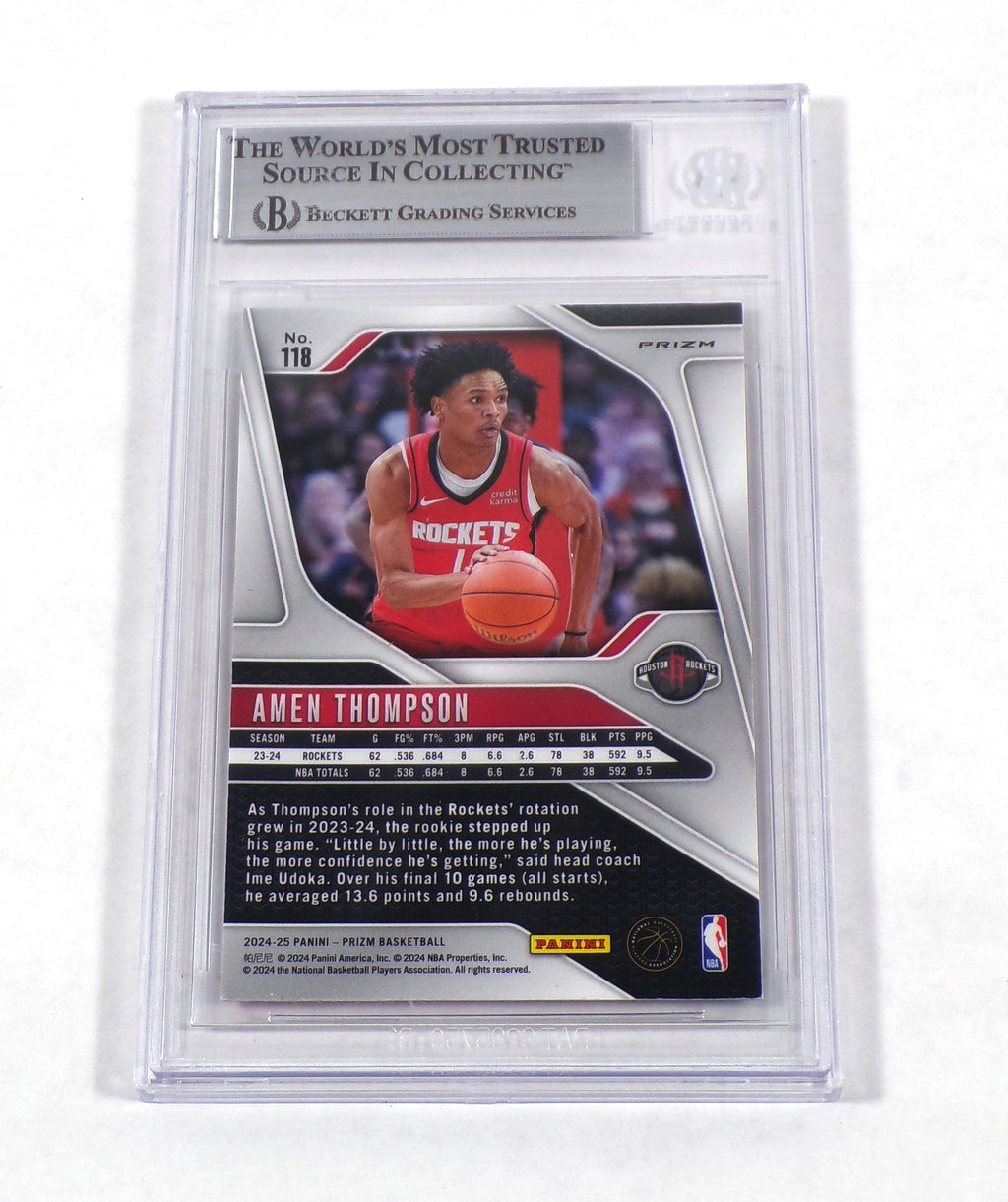 2024-25 Panini Prizm Amen Thompson #118 Rookie Red Ice Prizm Rockets BGS 8 Pic2