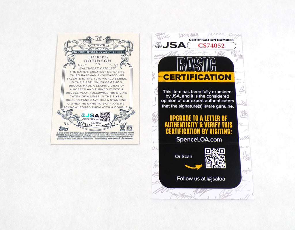 Brooks Robinson Signed 2017 Topps Allen & Ginter Baseball Card #WAD15 JSA Auto Pic2
