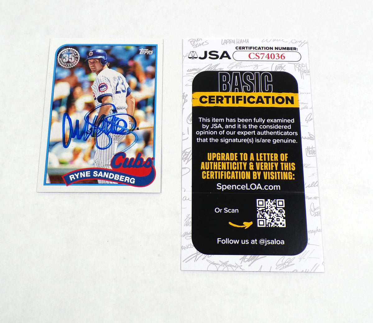 Ryne Sandberg Signed 2024 Topps Baseball Card #89B49 JSA Auto