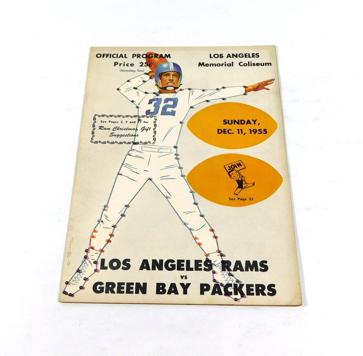 1955 Green Bay Packers at Los Angeles Rams NFL Football Program 12-11-55