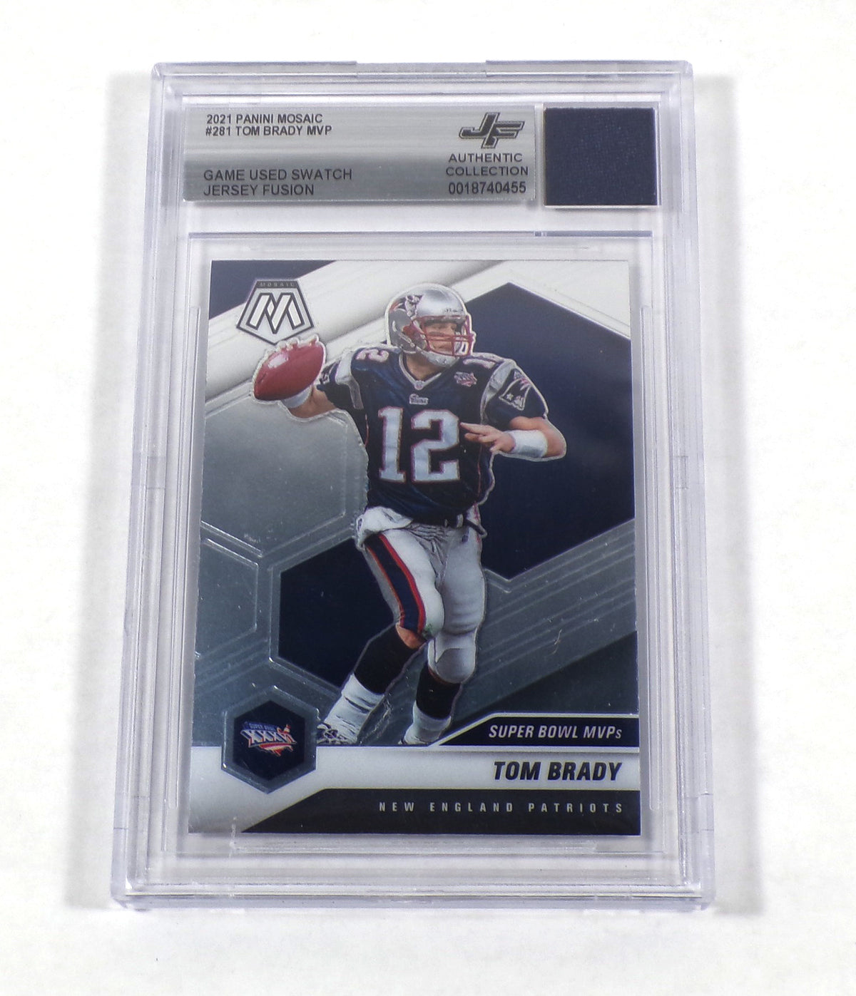 2021 Panini Mosaic Tom Brady #281 Patriots MVP Game Used Jersey BGS Authentic