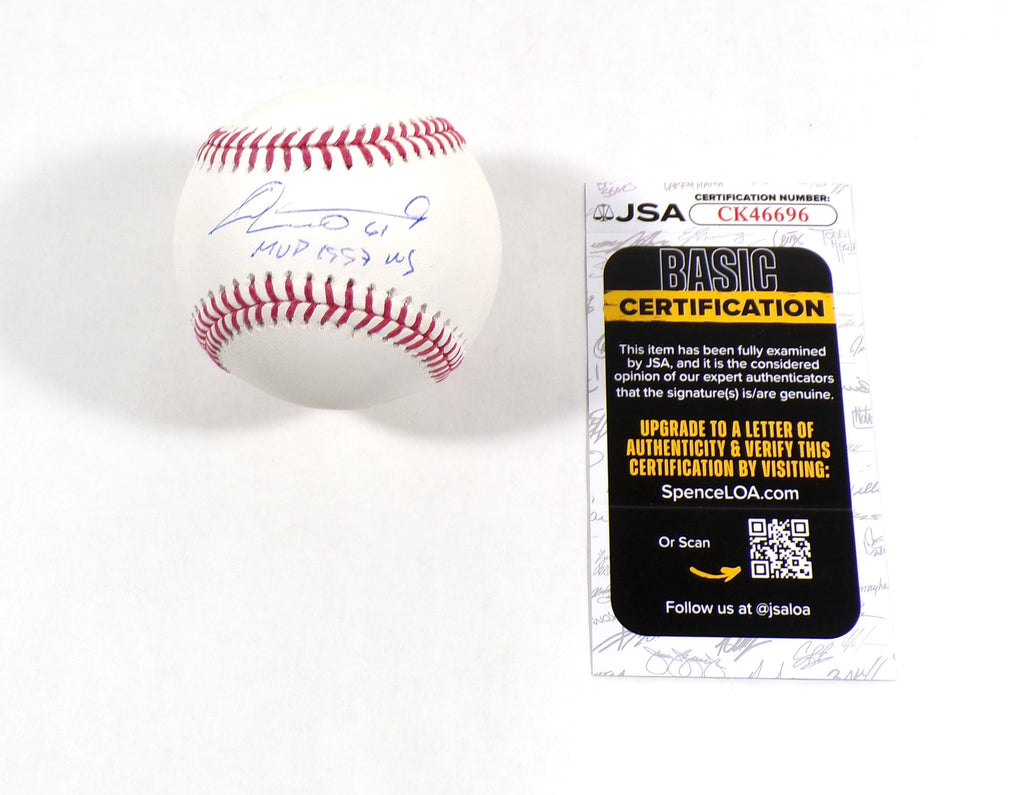 Livan Hernandez Signed Official OMLB Baseball + Inscription MVP 1997 WS JSA Auto
