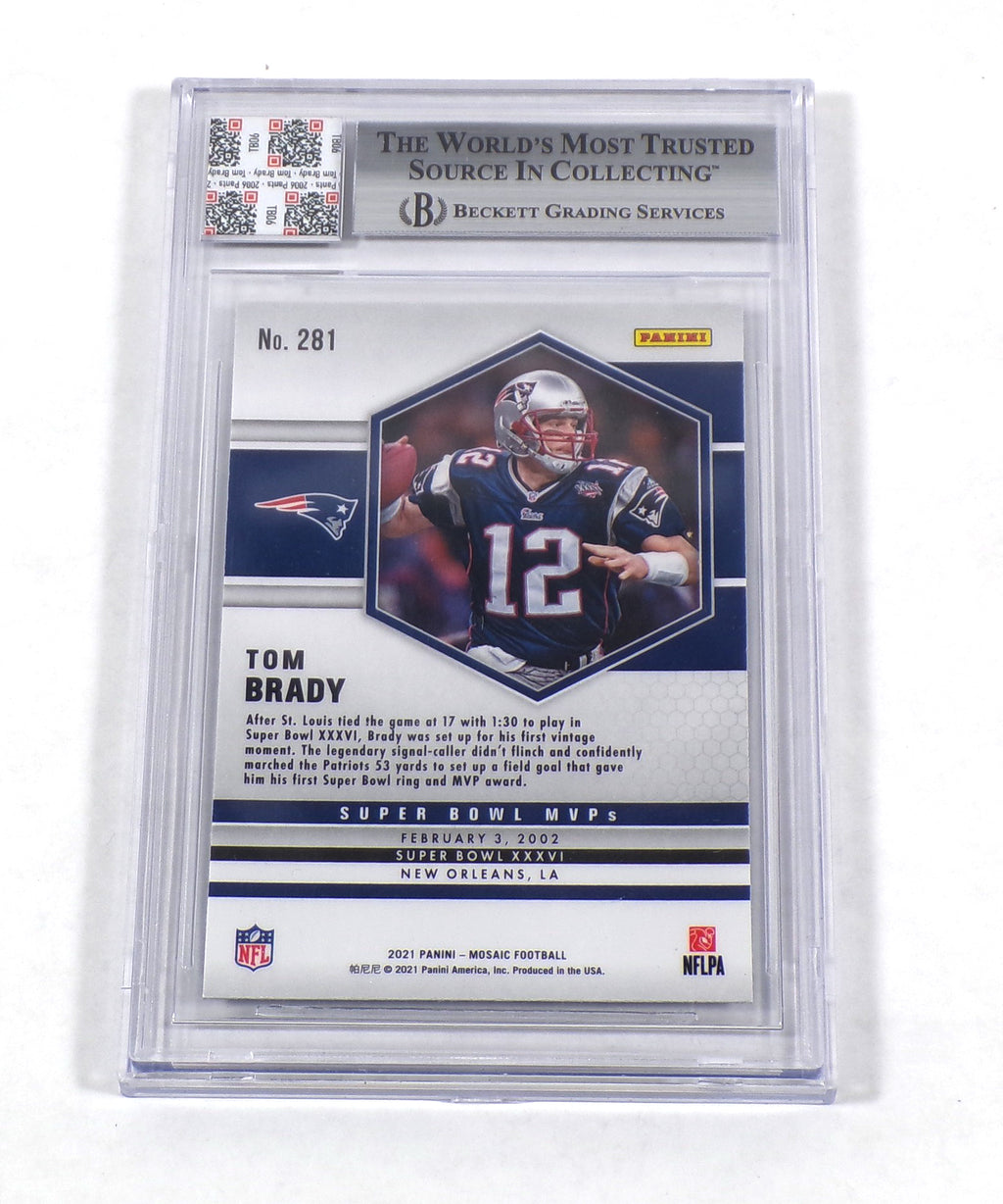 2021 Panini Mosaic Tom Brady #281 Patriots MVP Game Used Jersey BGS Authentic Pic2