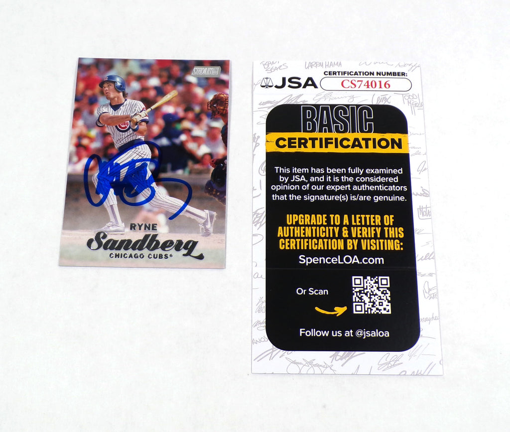 Ryne Sandberg Signed 2017 Topps Stadium Club Baseball Card #170 JSA Auto