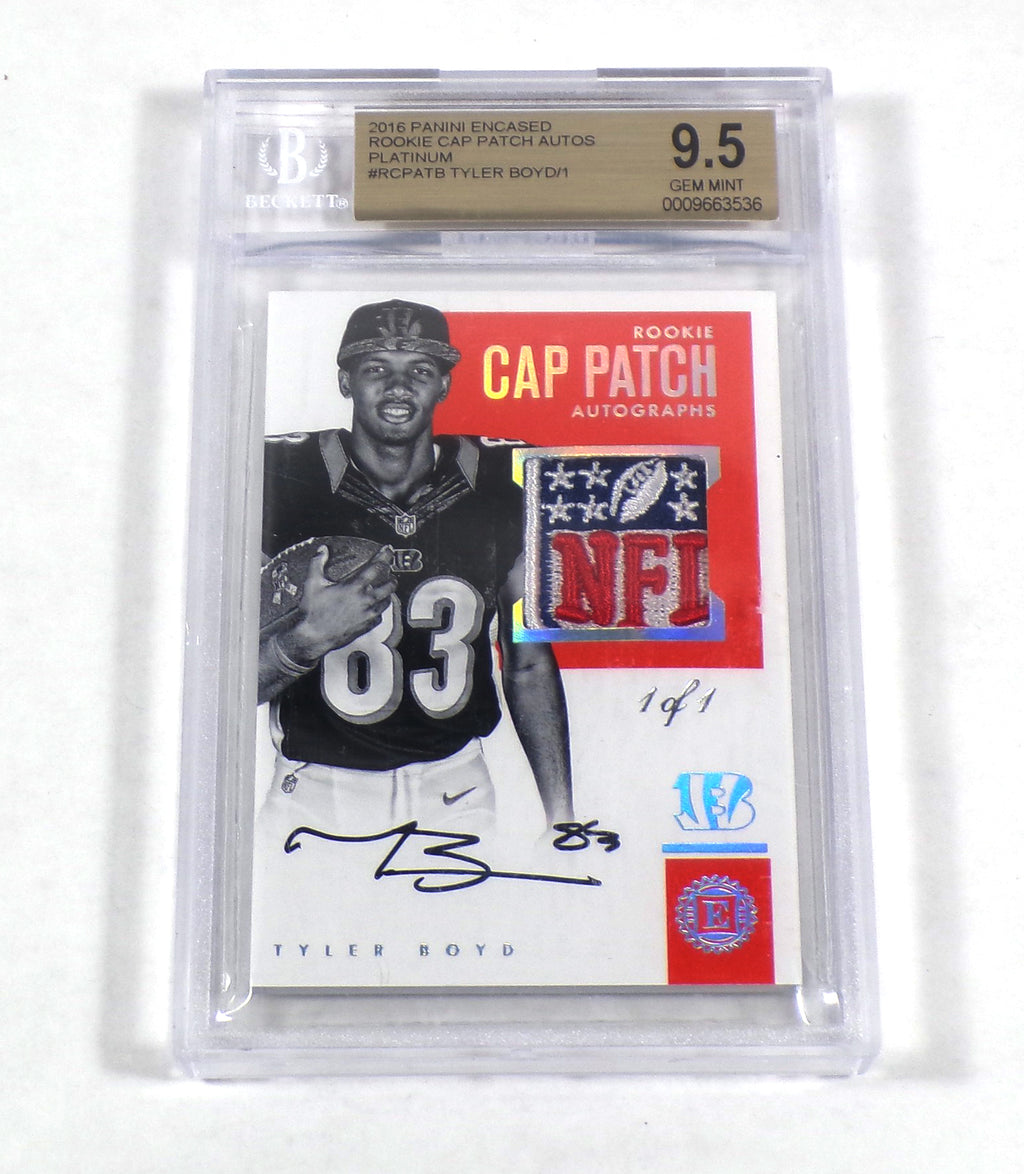 2016 Panini Encased Tyler Boyd Rookie Plat NFL Logo Patch Auto 10 BGS 9.5 1/1