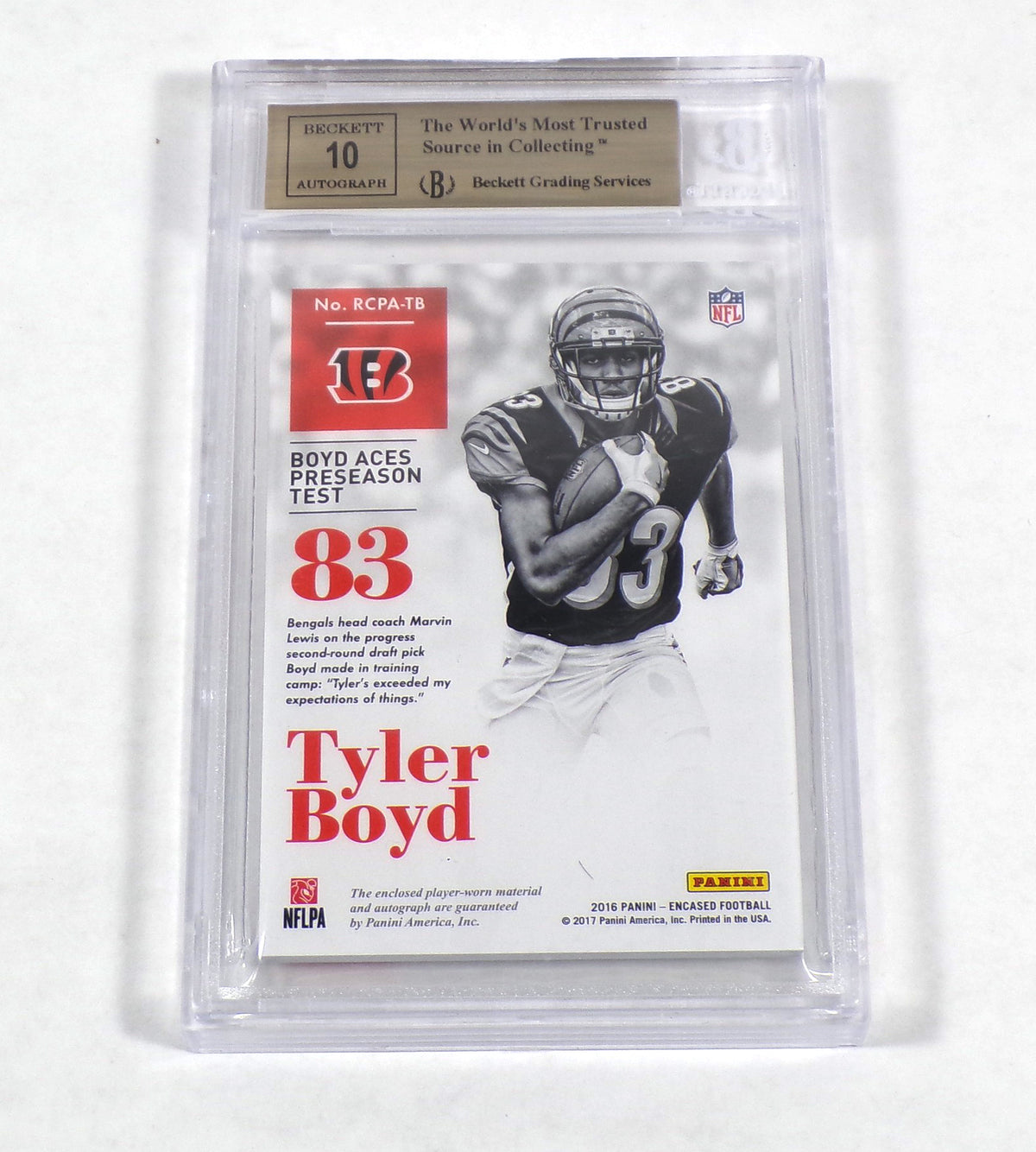 2016 Panini Encased Tyler Boyd Rookie Plat NFL Logo Patch Auto 10 BGS 9.5 1/1 Pic2