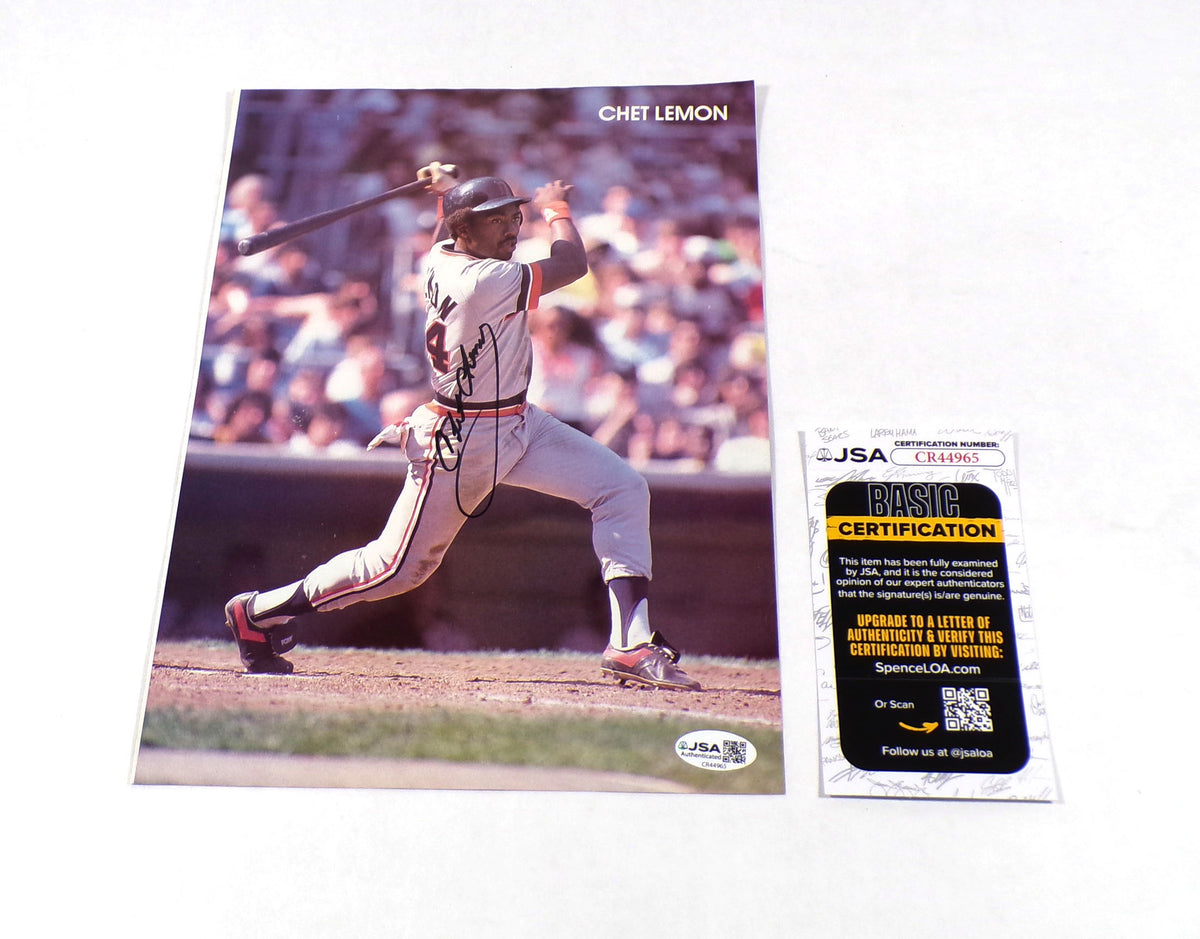 Chet Lemon Signed 8 x 10 Color Magazine Photo Tigers JSA Auto