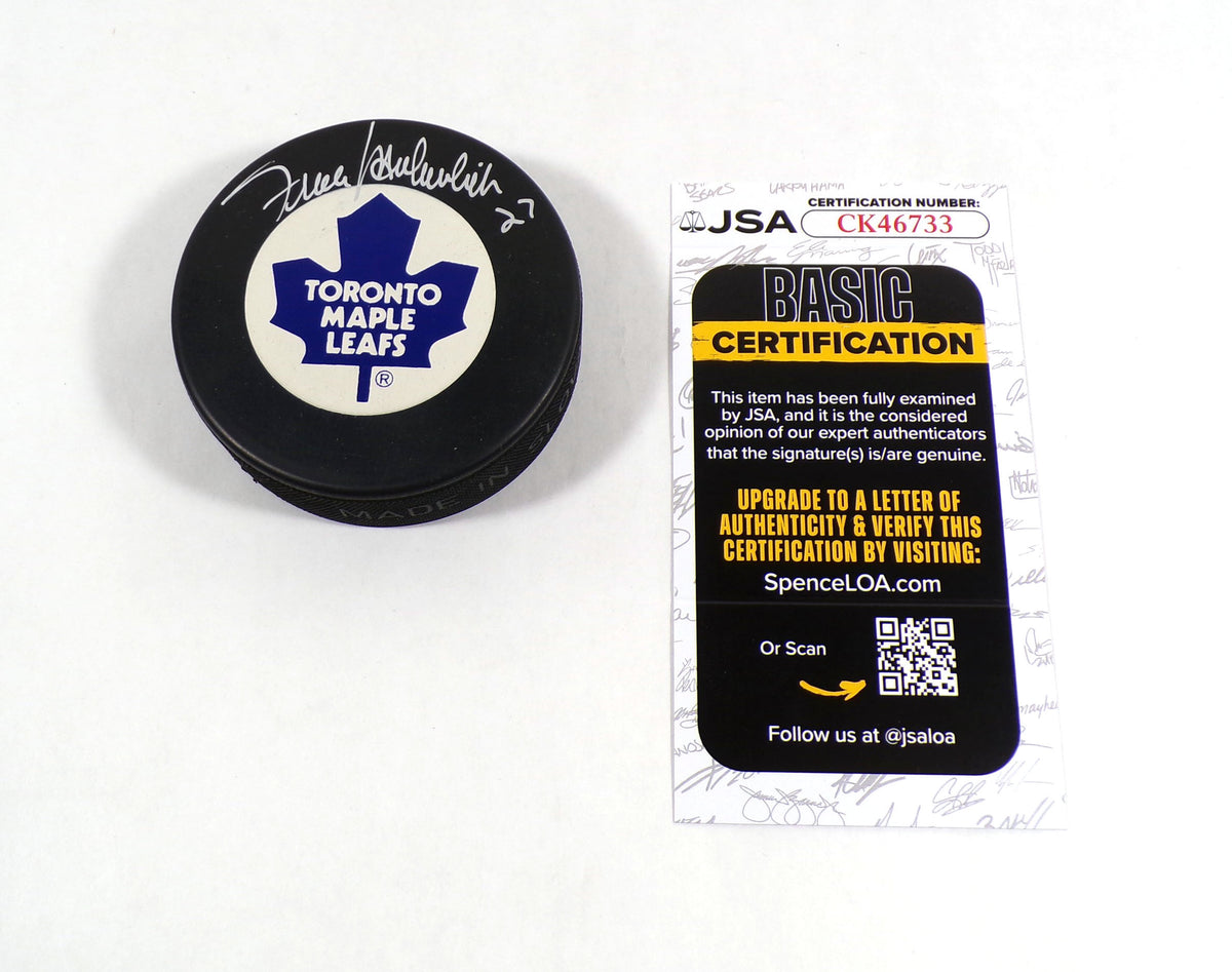 Frank Mahovlich Signed Official NHL Hockey Puck Maple Leafs JSA Auto