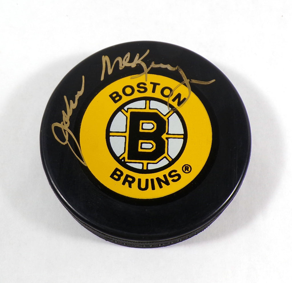 John McKenzie Signed Official NHL Hockey Puck Bruins JSA Auto Pic2