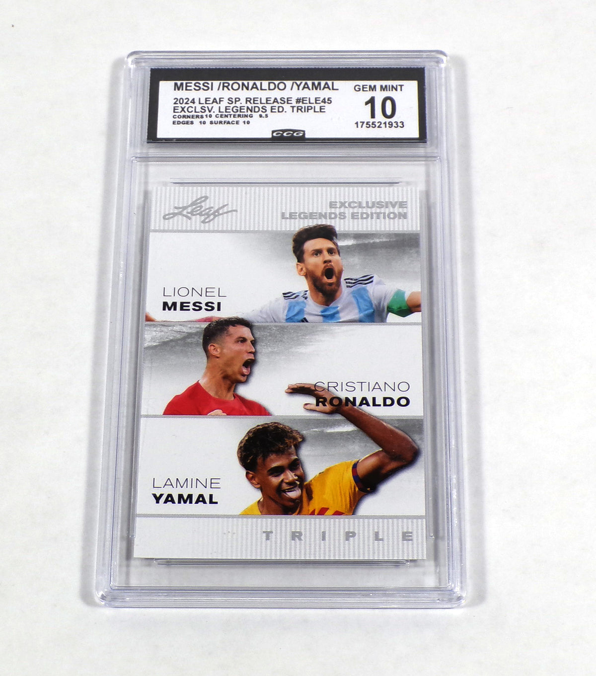 2024 Leaf Legends Lionel Messi/Cristiano Ronaldo/Lamine Yamal Triple CCG 10