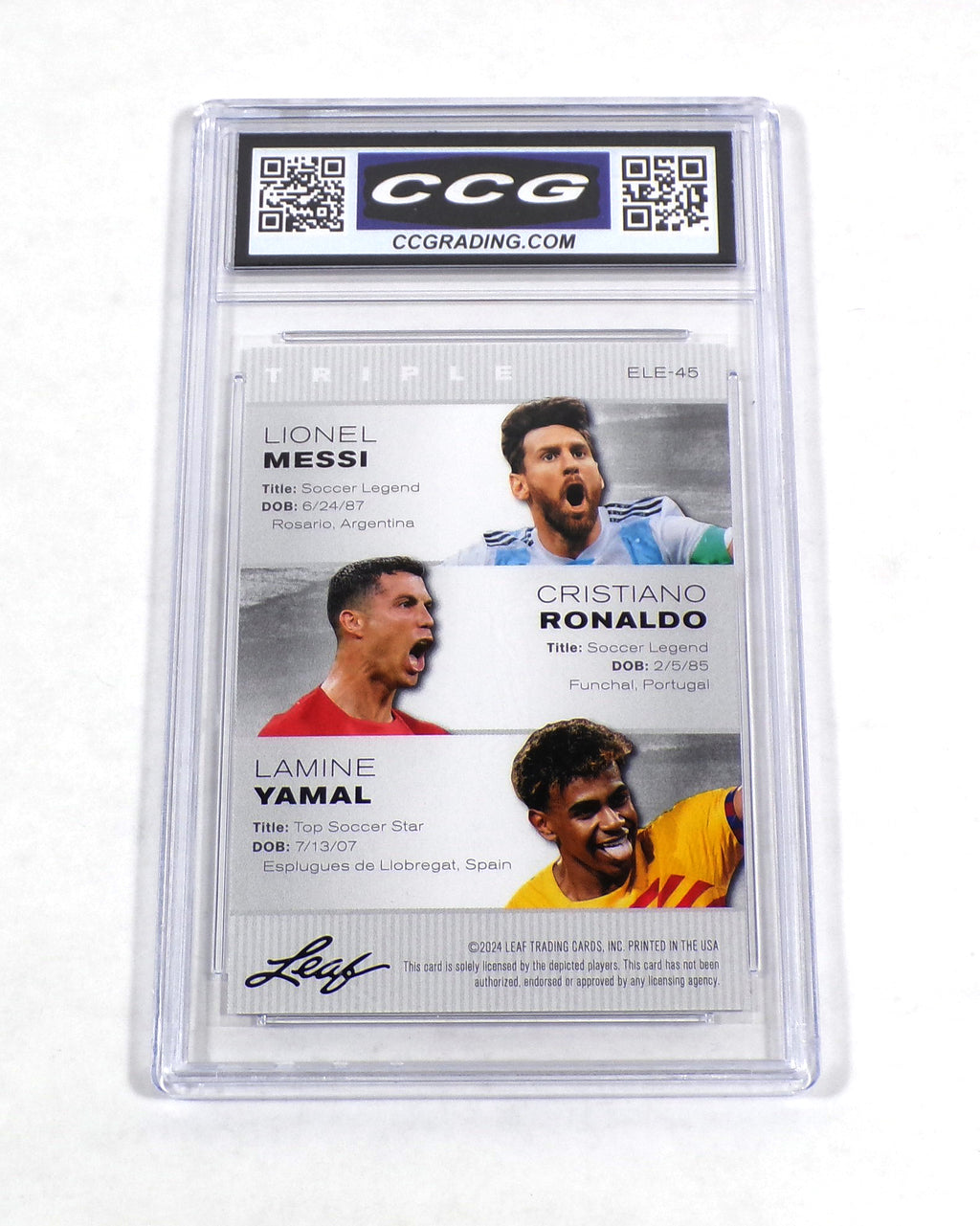 2024 Leaf Legends Lionel Messi/Cristiano Ronaldo/Lamine Yamal Triple CCG 10 Pic2