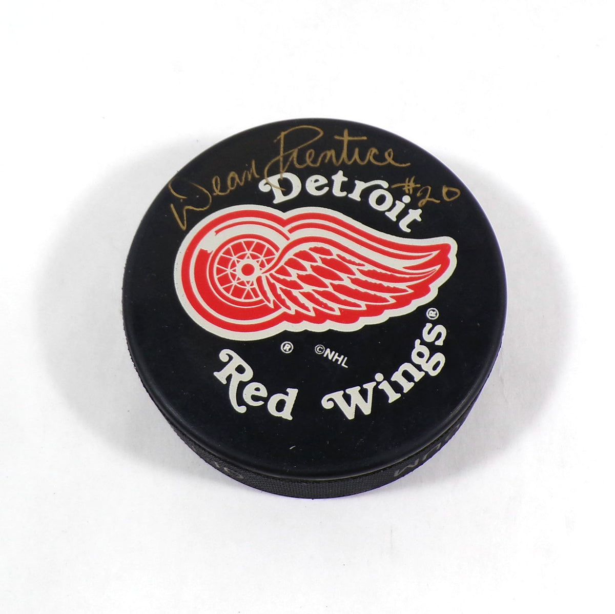 Dean Prentice Signed Official NHL Hockey Puck Red Wings JSA Auto Pic2