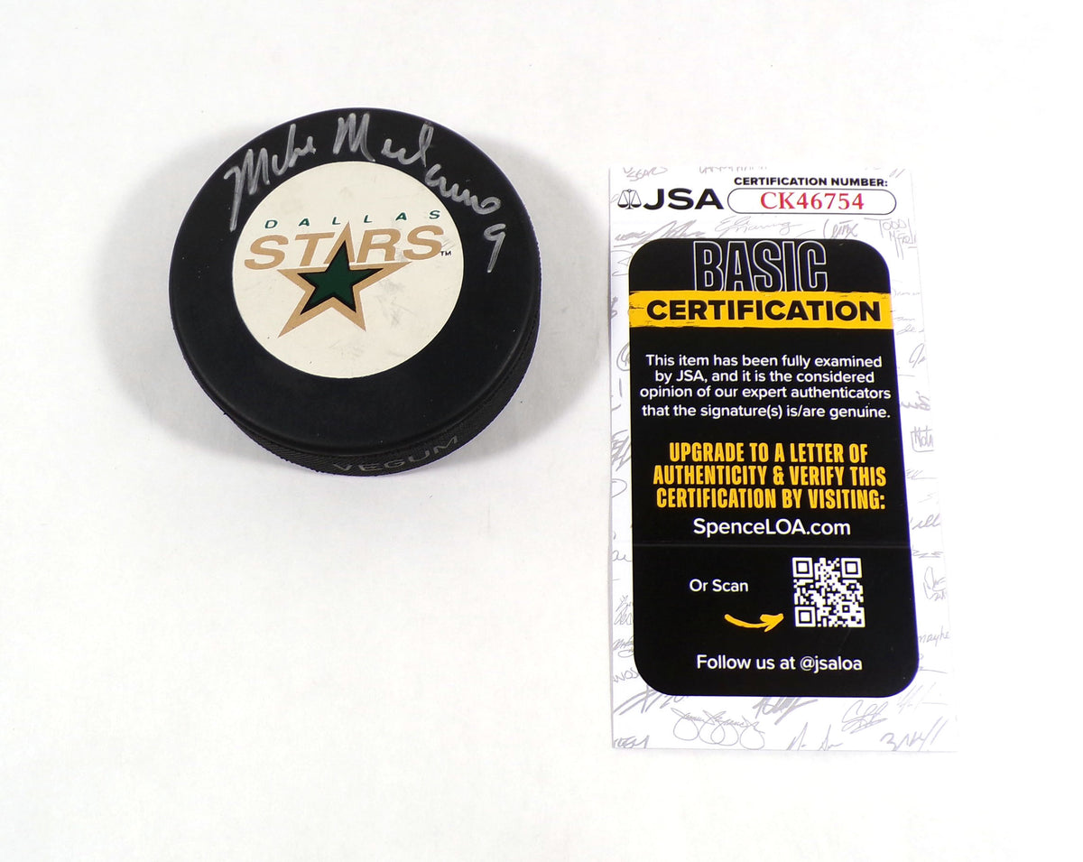 Mike Modano Signed Official NHL Hockey Puck Stars JSA Auto