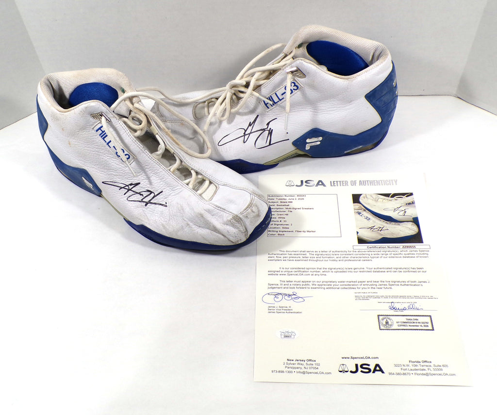 Grant Hill Signed Fila Game Used White Basketball Shoes 2 JSA Autos
