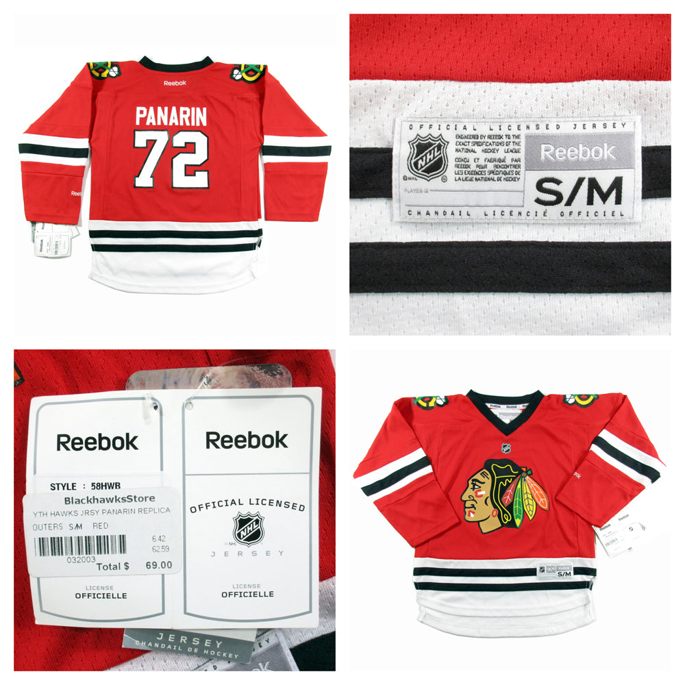 Reebok NHL Replica Jersey Chicago Blackhawks - Panarin #72 - Youth S/M - NWT