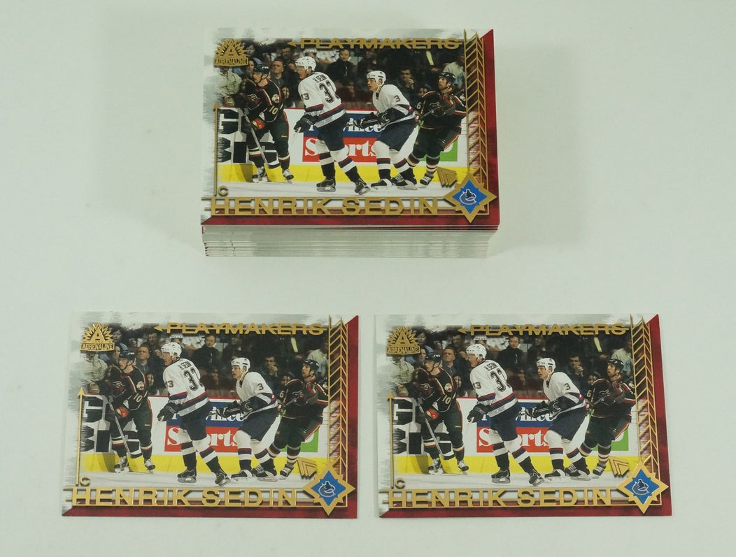 Lot of (50) 2001-02 Pacific Adrenaline Playmakers #10 Henrik Sedin Vancouver