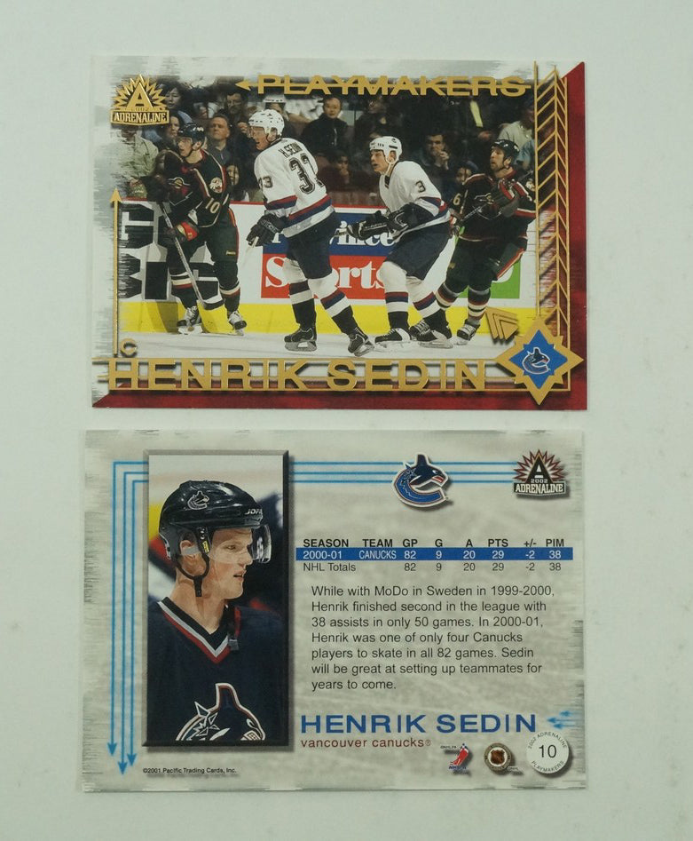 Lot of (50) 2001-02 Pacific Adrenaline Playmakers #10 Henrik Sedin Vancouver Pic2