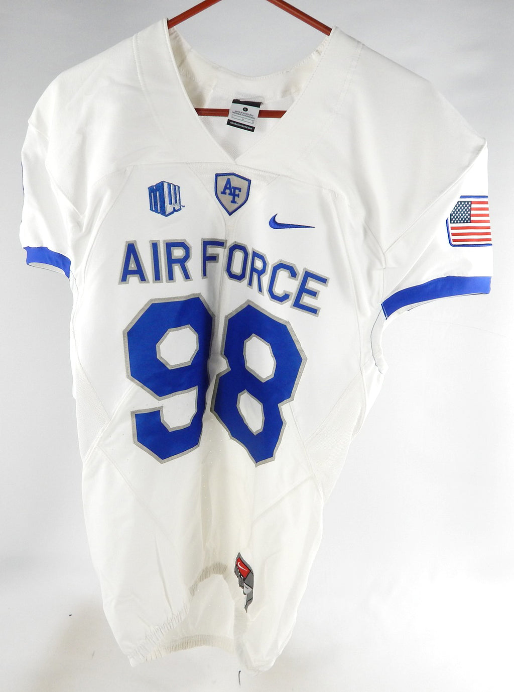 Air Force Falcons #98 Game Used White Jersey NP Rem L 970