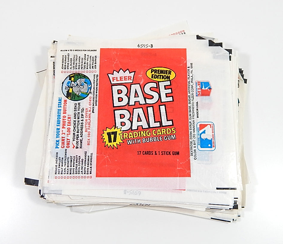 Lot of (100) 1981 Fleer Baseball Empty Wax Pack Wrappers