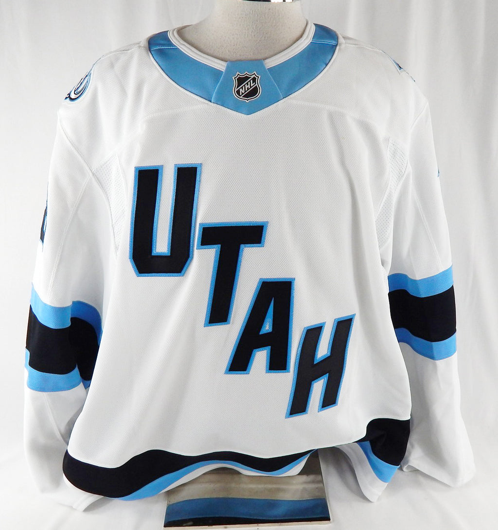 2025-26 Utah Mammoth Caleb Desnoyers #18 Game Issued White Jersey 56 DP113357