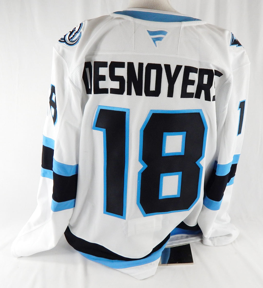 2025-26 Utah Mammoth Caleb Desnoyers #18 Game Issued White Jersey 56 DP113357 Pic2