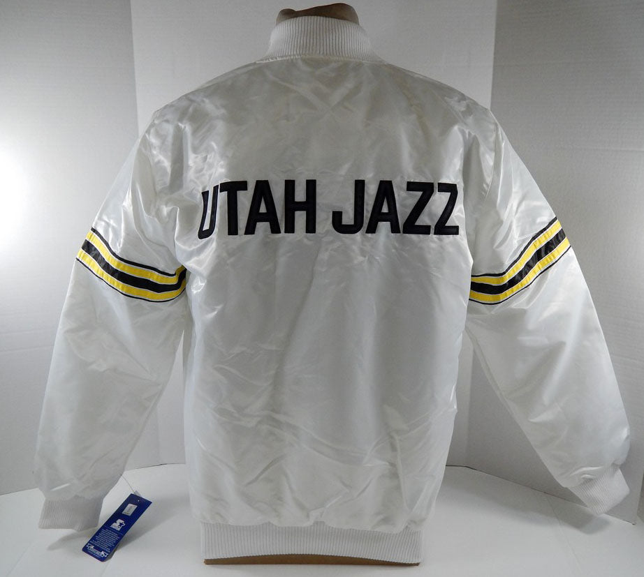 Mens Utah Jazz White Bomber Jacket Starter NWT L 82S Pic2