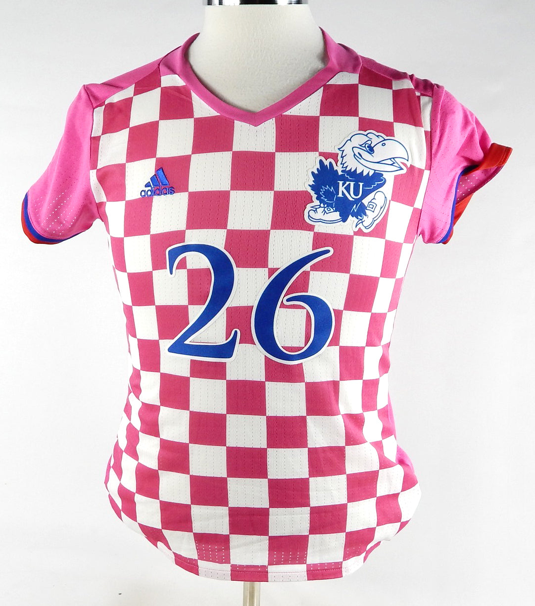 Womens Kansas Jayhawks #26 Game Issued Pink Jersey Soccer Breast Cancer M 917