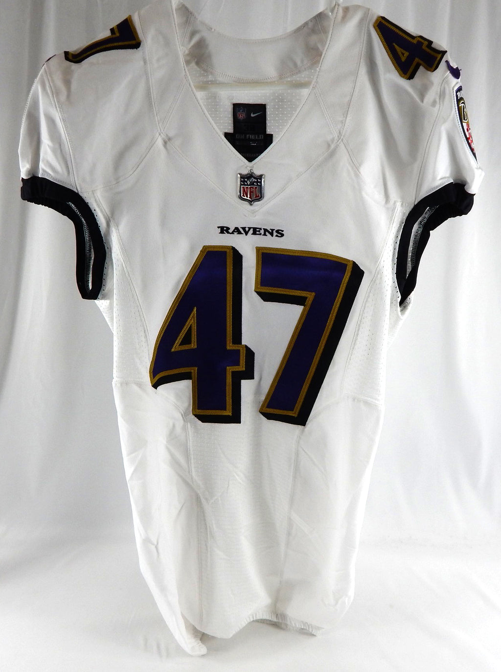 2022 Baltimore Ravens #47 Game Issued White Jersey NR R 38 688