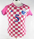 Womens Kansas Jayhawks #5 Game Used Pink Jersey Soccer Out Breast Cancer M 918