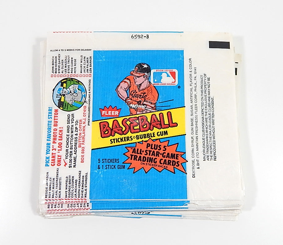 Lot of (50+) 1981 Fleer Baseball Empty Wax Pack Wrappers