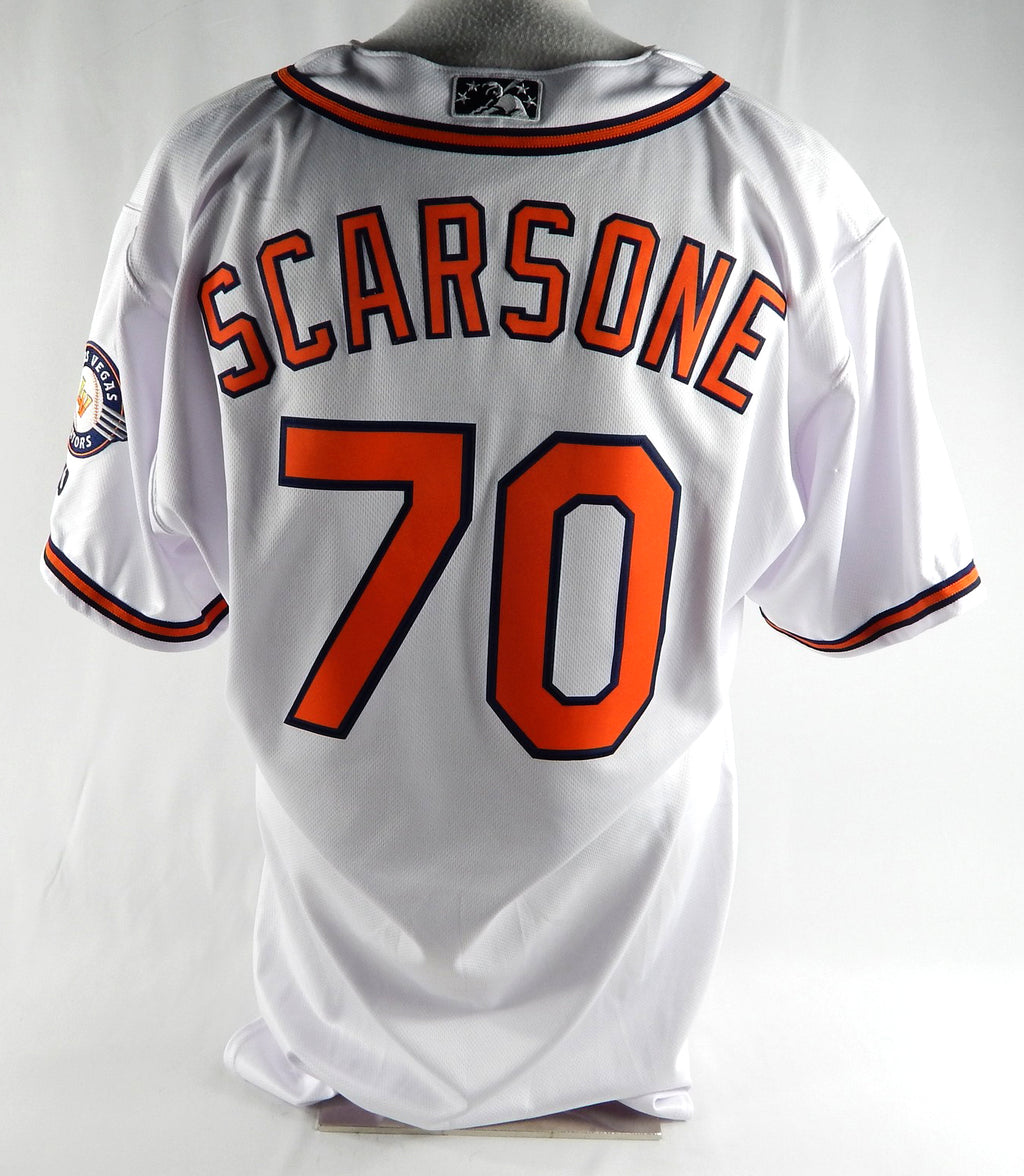 2024 Las Vegas Aviators Steve Scarsone #70 Game Used White Jersey 48 621 Pic2