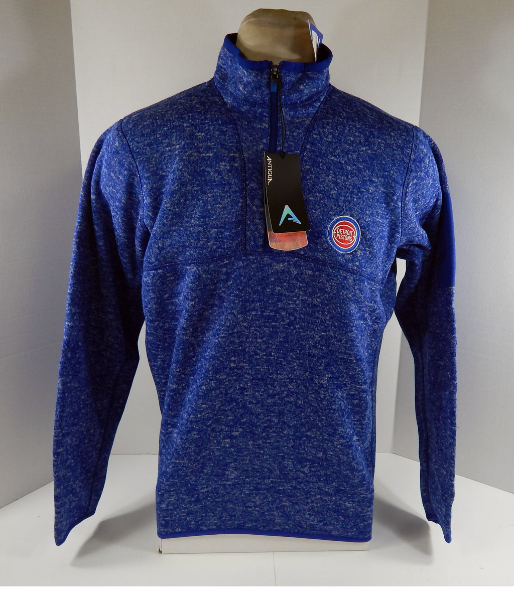 Mens Detroit Pistons Auth Blue Quarter Zip HWC Jacket Fortune Antigua NWT L 71S