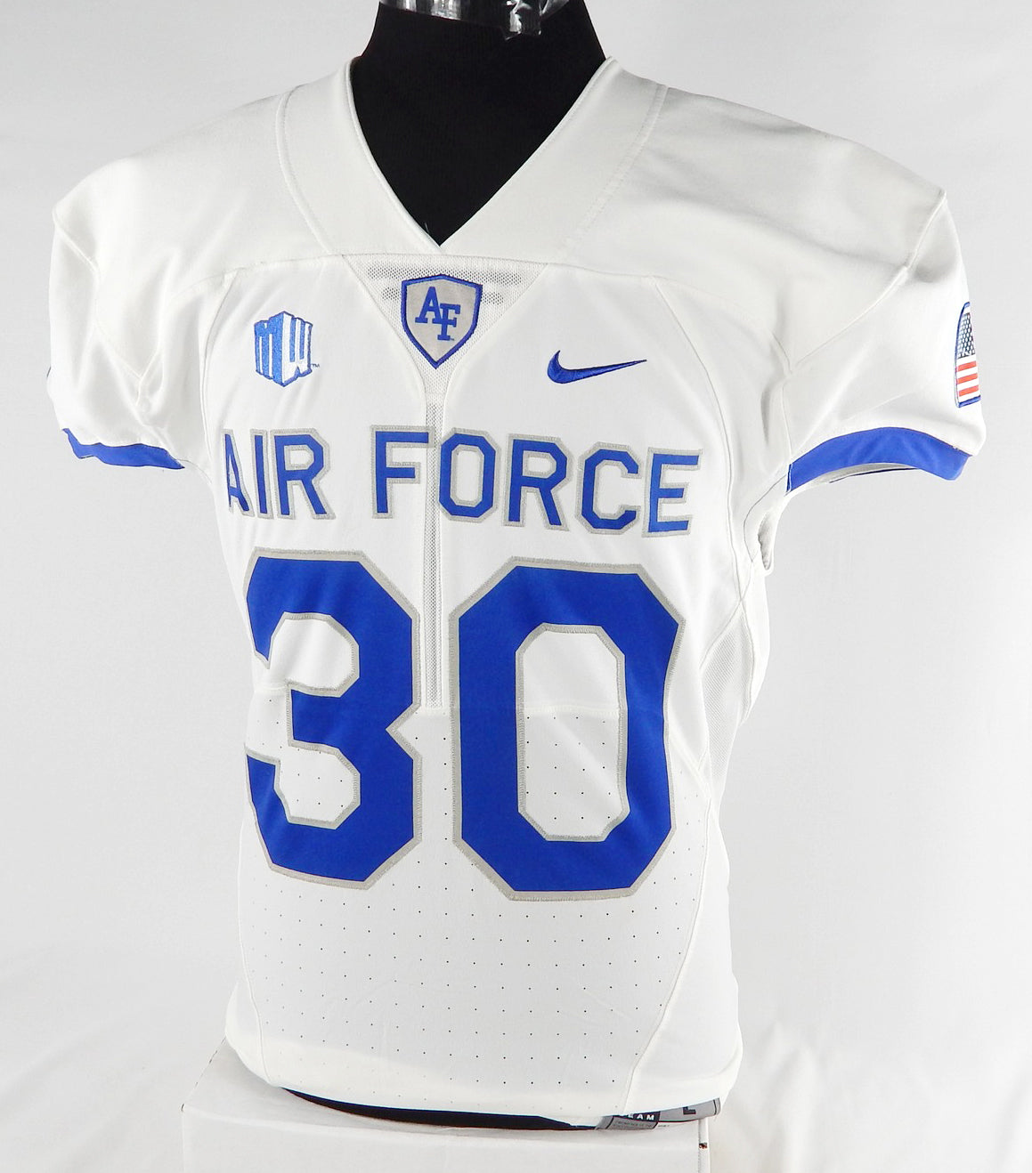 Air Force Falcons #30 Game Used White Jersey Name Plate Removed L 974