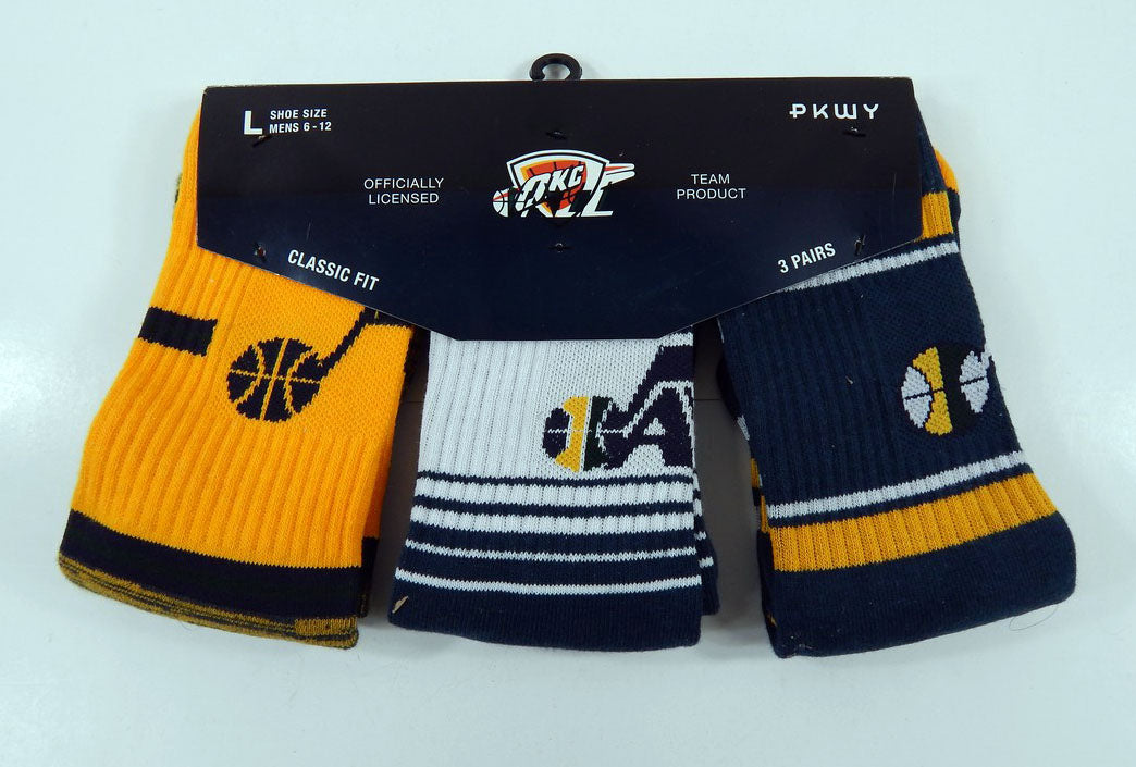 Utah Jazz Sock Pack 3 Pairs Classic Fit 6-12 PKWY NWT L 88S