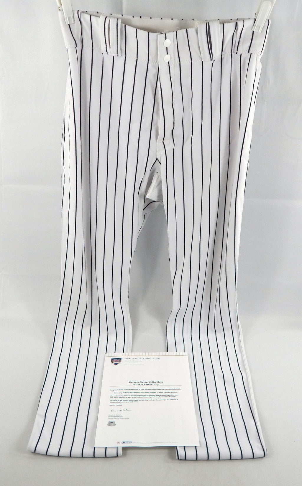 2017 New York Yankees Greg Bird #33 Game Issued Pos Used White Pants 35 702