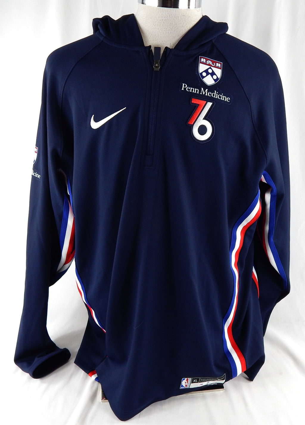 2025-26 Philadelphia 76ers Kyle Lowry #7 Game Used Navy Warm Up Jacket City 4