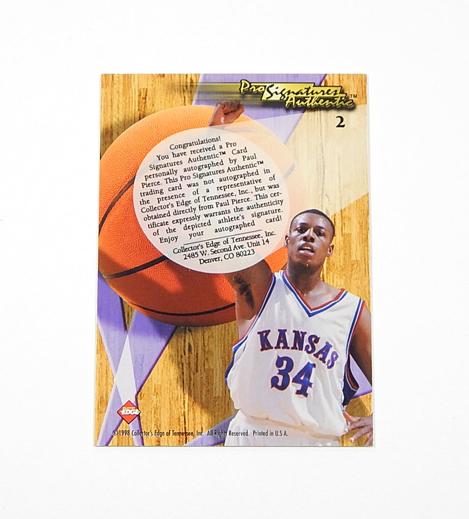 1998 Collector's Edge Impulse Pro Signatures Paul Pierce RC #2 On Card Auto Pic2