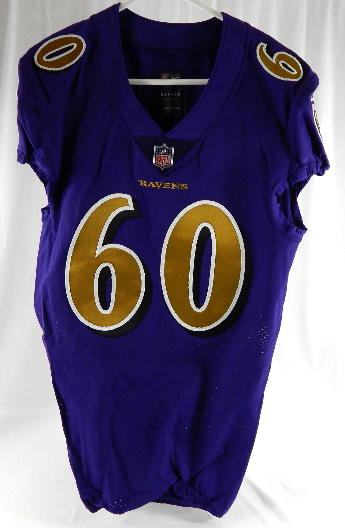 2018 Baltimore Ravens #60 Game Issued Purple Jersey Color Rush NR R 40 693